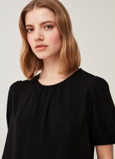 Ovs Cotton Crêpe Blouse With Puff Sleeves